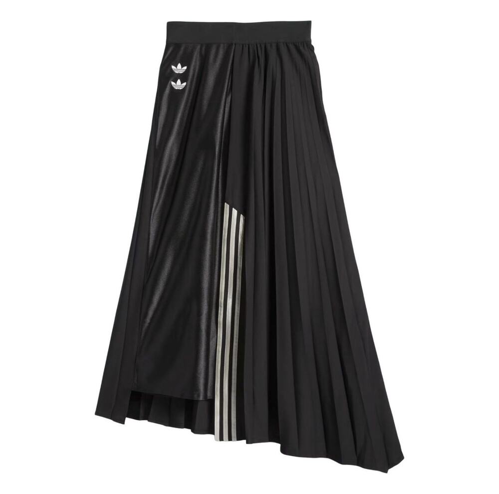 Adidas x Willy Chavarria Pleated 3-Striped KD9352 Maxi Skirt Black Size M NWT